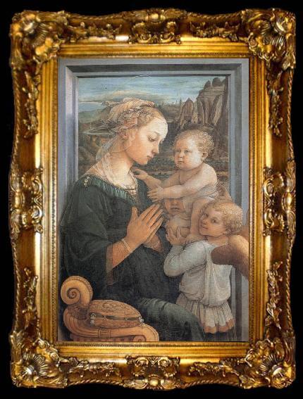 framed  Fra Filippo Lippi Madonna and Child with Two Angels,, ta009-2